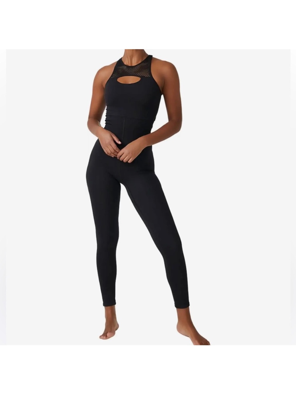Free People Movement Free Style Mesh Halter Top One Piece Onesie Black XS/S